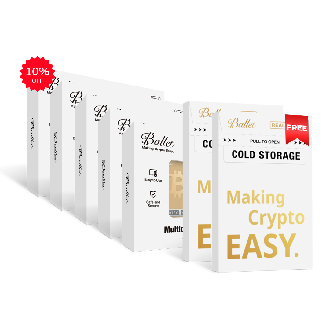 5x Ballet Gold Plated Crypto BTC Wallet (2 Stainless BTC Wallet Gift)