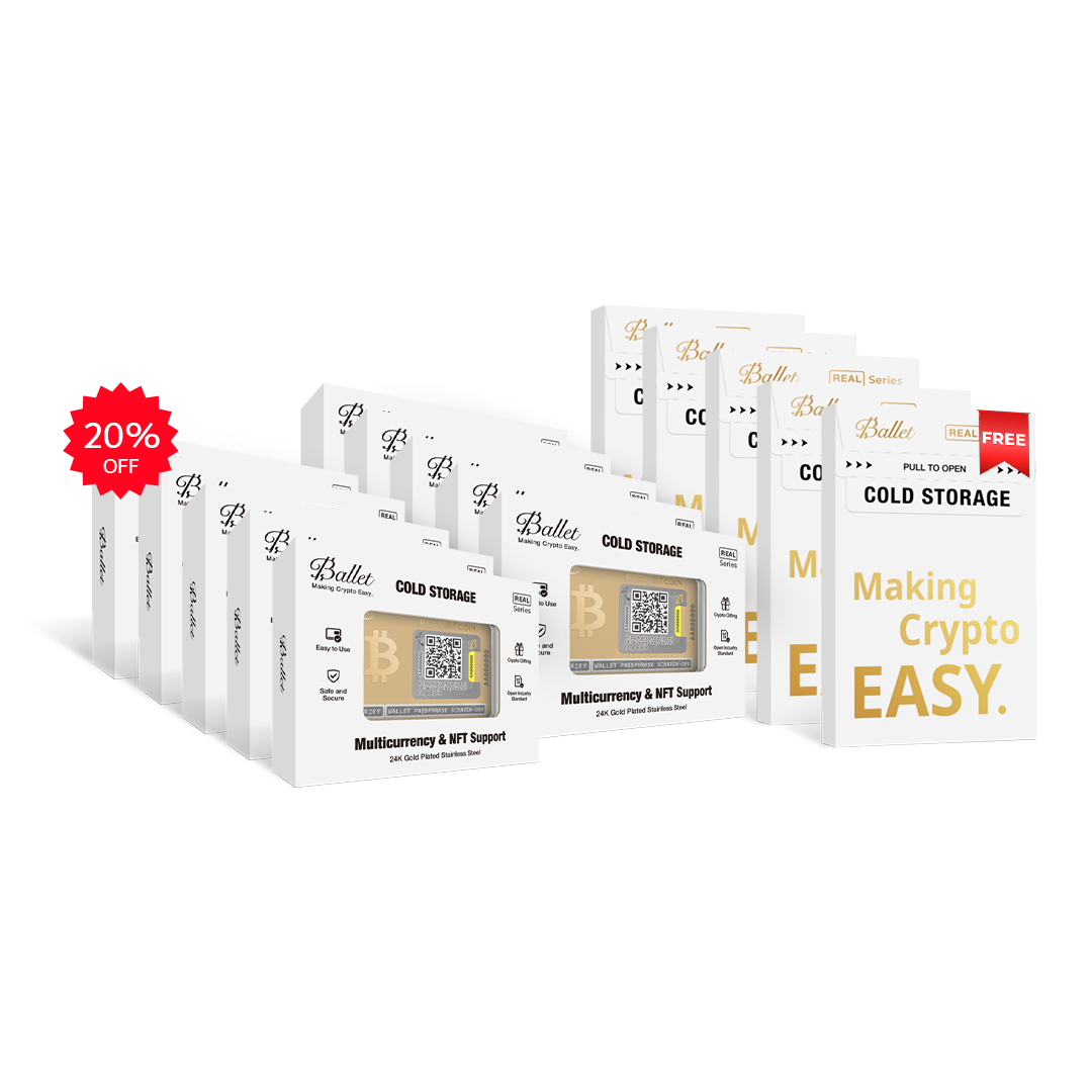 10x Ballet Gold Plated Crypto BTC Wallet (5 Stainless BTC Wallet Gift)