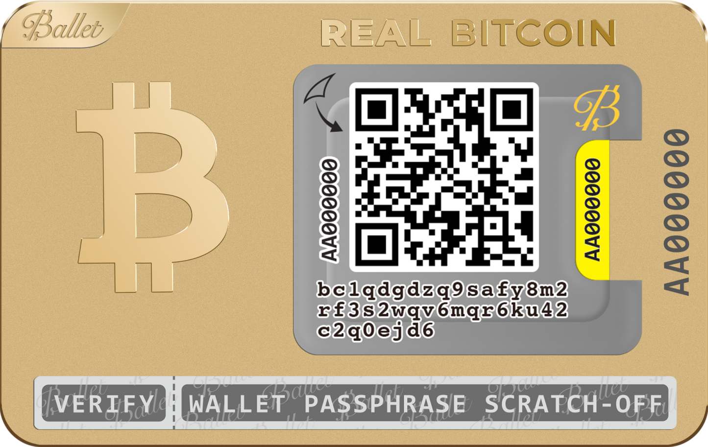 Ballet 24K Gold Plated Crypto BTC Wallet